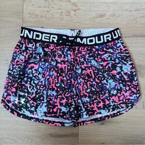 Under Armour Big Girls Play Up Printed Shorts Multi Sz YL- NWT *Q11